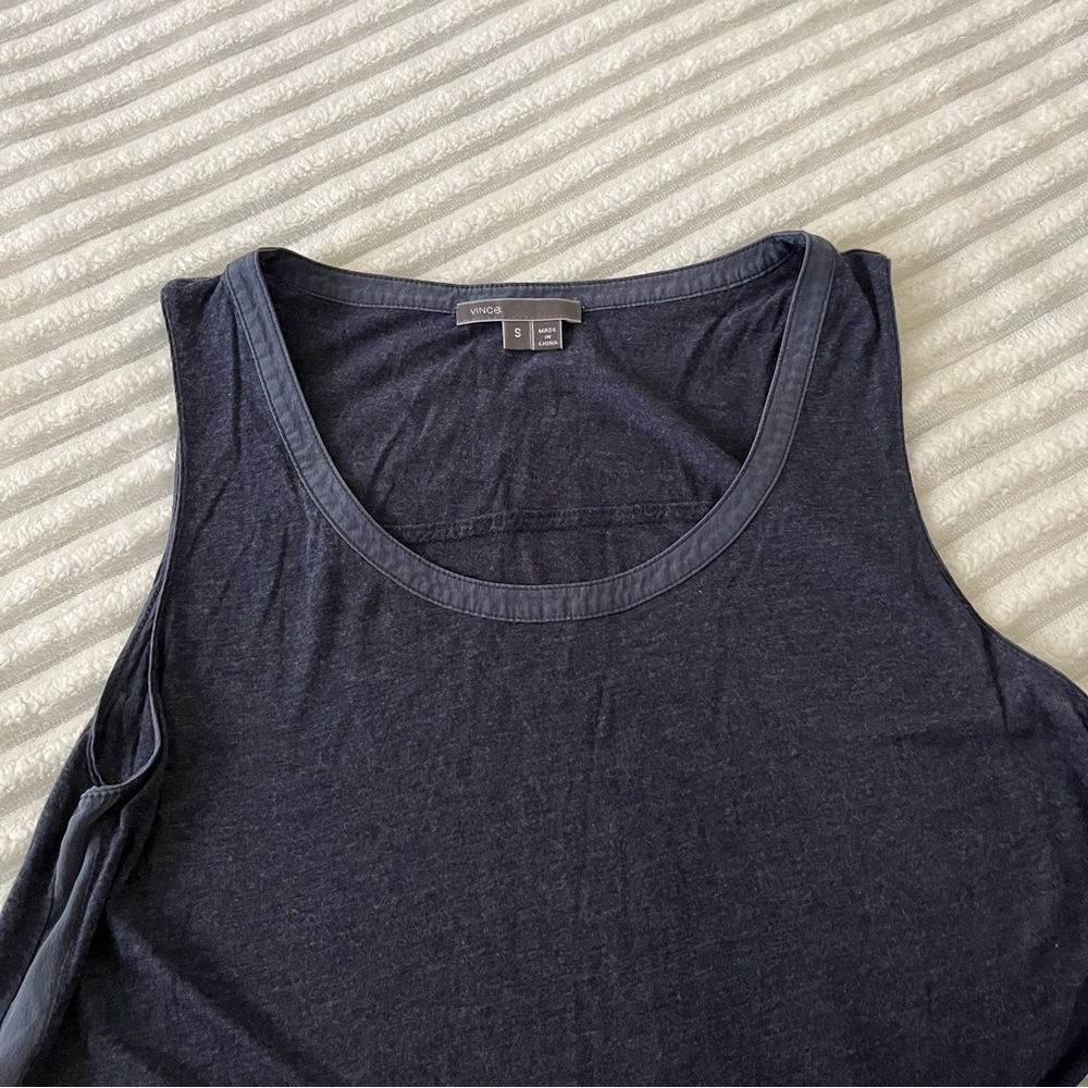Vince Blue Side Stripe Tank Top - Picture 3 of 7